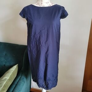 Uniqlo Dark Blue Navy Cotton Dress with Eyelet Details